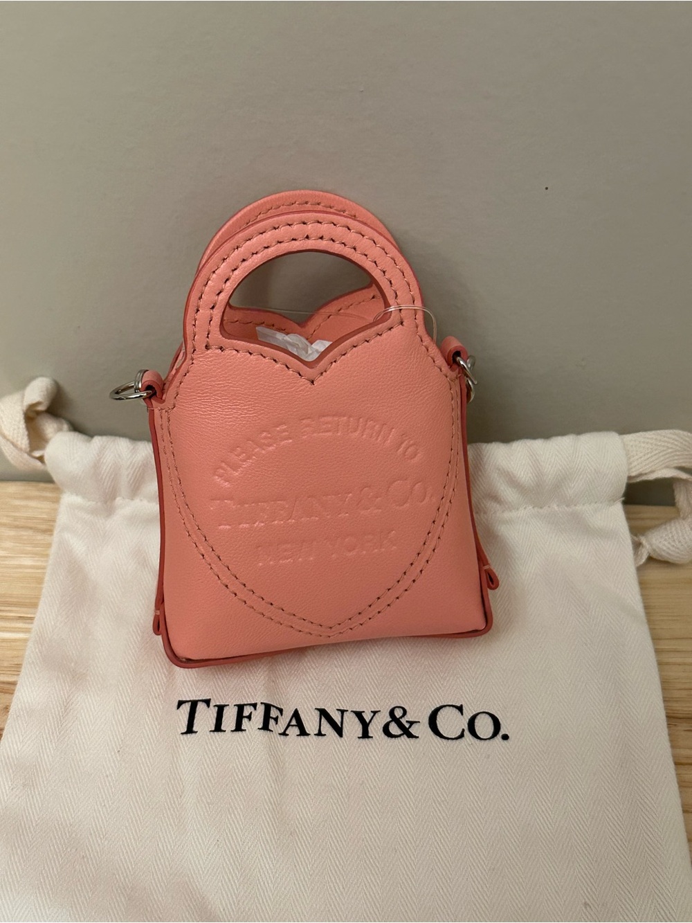 Tiffany & Co. Coral/Pink Mini Leather Tote Bag Charm